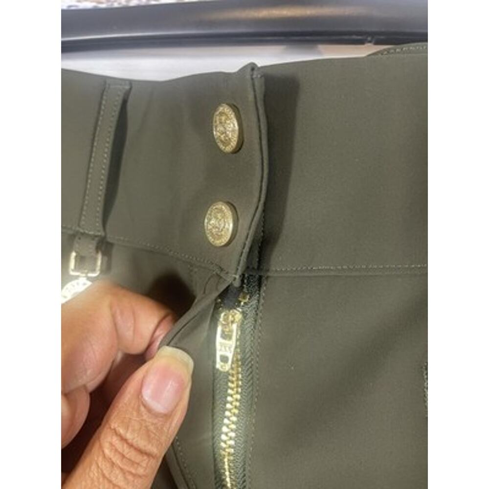 Holland Cooper Pants Women's 12 Green Skinny Ankle Zip Pockets Stretch Gold Zips - Picture 4 of 11